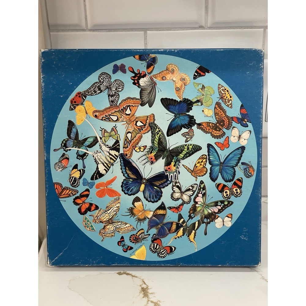 Vintage Springbok Circular Jigsaw Puzzle 500 pc A Burst of Butterflies MISSING 1
